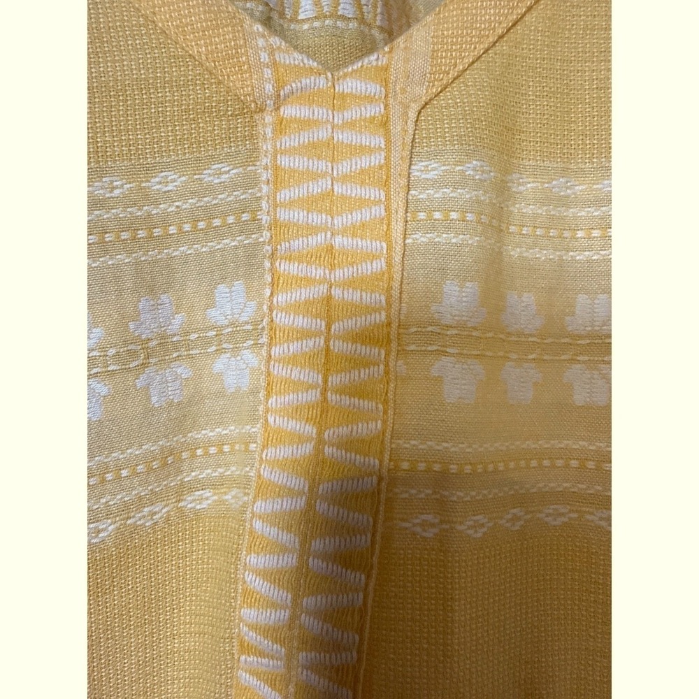 NWTs Baby Doll Organic Cotton Embroidered Tiered Mini Dress Yellow Boho V-Neck S - Picture 11 of 14